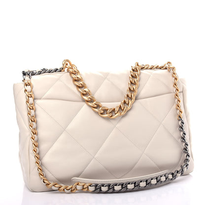 Chanel Lambskin Quilted Maxi Chanel 19 Flap Ivory 3 of 12
