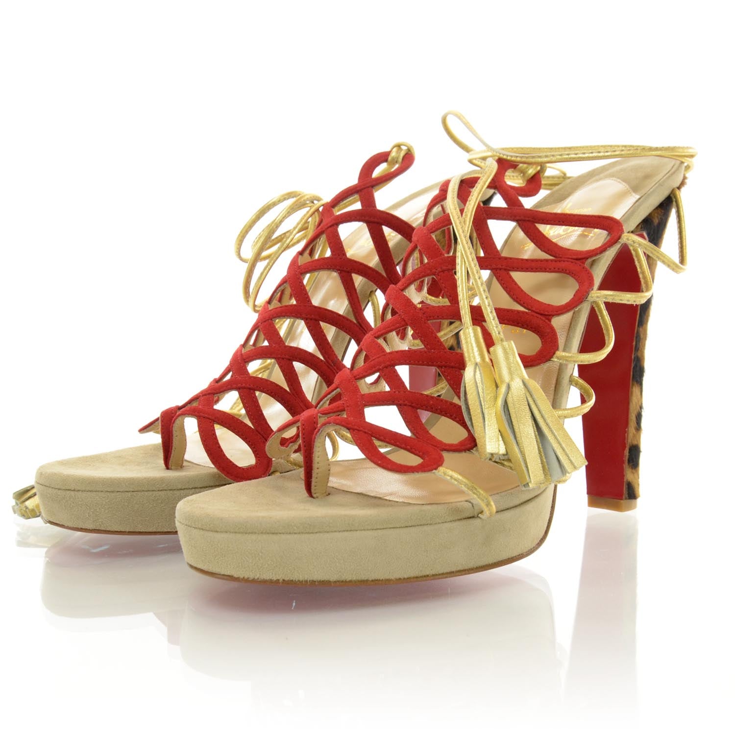 Christian Louboutin Suede Pony Hair Leopard Salsbourg 140 Platform Sandals Heels 41 2 of 6