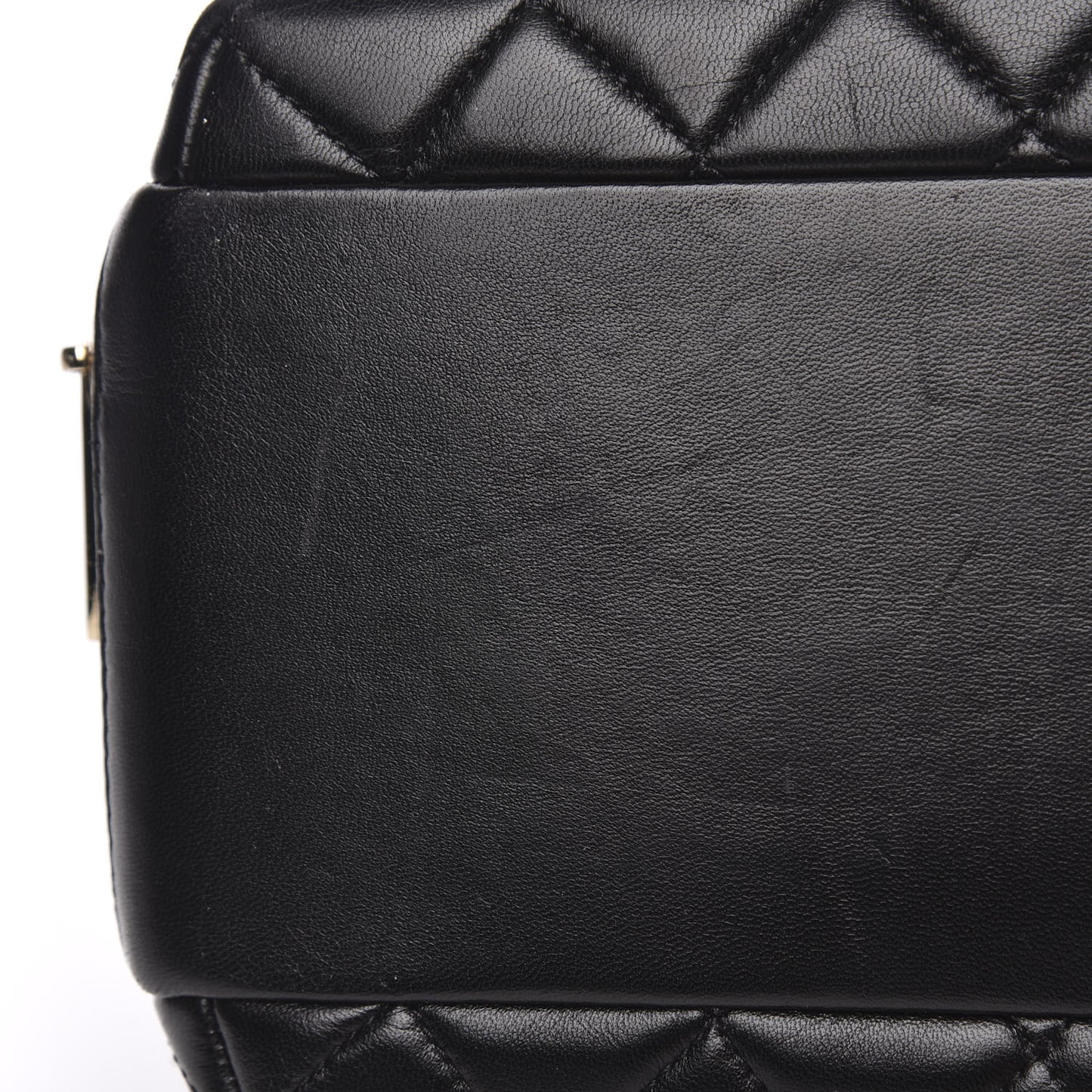 Lambskin Quilted Large Trendy CC Bowling Bag Black