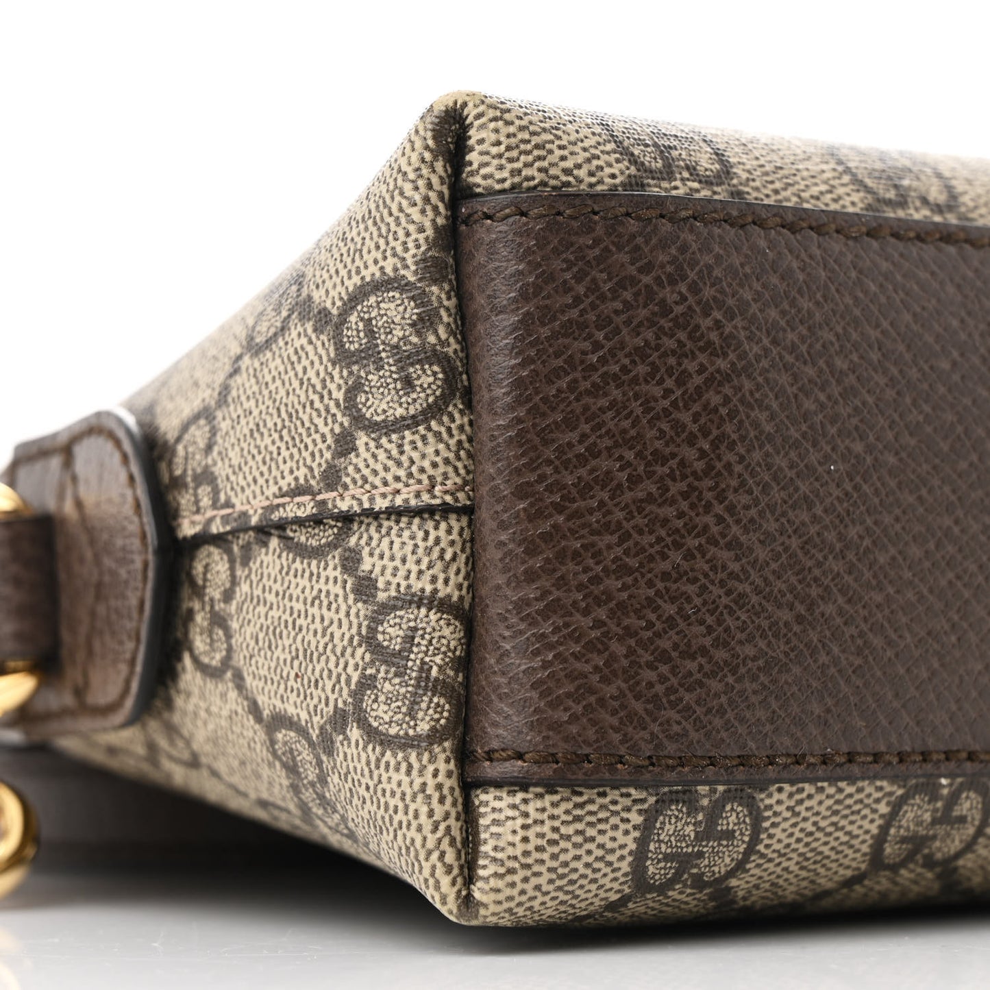 GG Supreme Monogram Textured Dollar Calfskin Web Small Ophidia Dome Shoulder Bag Beige Ebony New Acero