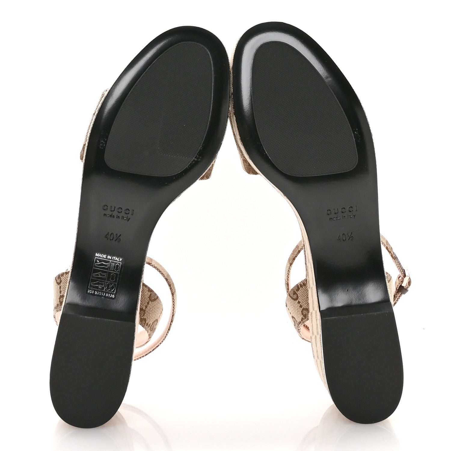 Gucci Monogram Nappa Chalotte Horsebit Ankle Strap 75mm Flatform Sandals 40.5 Beige Ebony 6 of 8