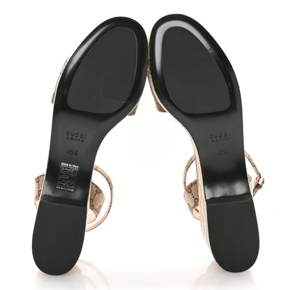 Gucci Monogram Nappa Chalotte Horsebit Ankle Strap 75mm Flatform Sandals 40.5 Beige Ebony 6 of 8
