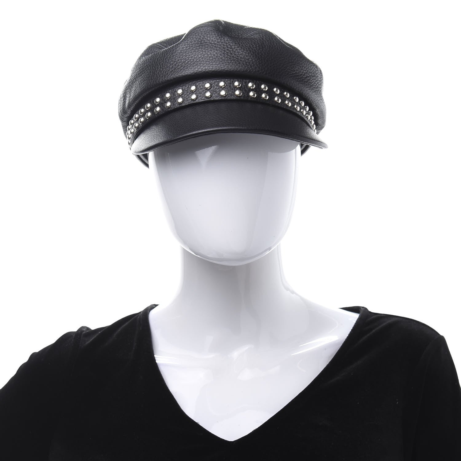 Gucci Calfskin Studded Cellarius Hat S Black 2 of 9