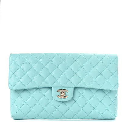 Chanel Caviar Quilted Flap Clutch Light Blue 1 of 10