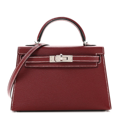 Hermes Chevre Mysore Horseshoe Mini Kelly Sellier 20 Rouge H 1 of 11