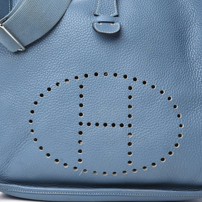 Hermes Taurillon Clemence Evelyne III PM Blue Jean 10 of 11