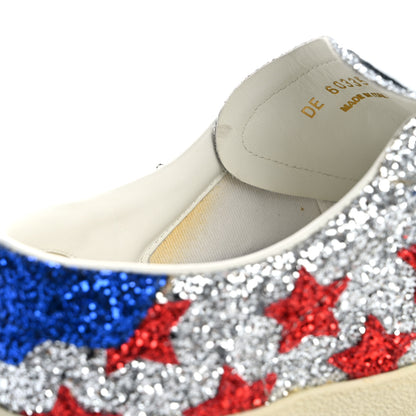 Saint Laurent Calfskin Glitter Star Court Sneakers 40 Silver Red 13 of 13