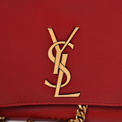 Saint Laurent Smooth Calfskin Suede Medium Reversible Monogram Kate Satchel New Red 7 of 11