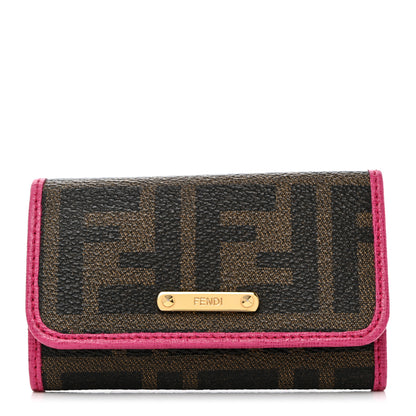Fendi Zucca Spalmati Vitello Elite 6 Key Holder Tobacco Ciclamino 1 of 10