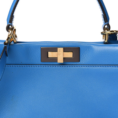 Fendi Vitello Seta Medium Peekaboo Iconic Satchel Blue Royal 10 of 10