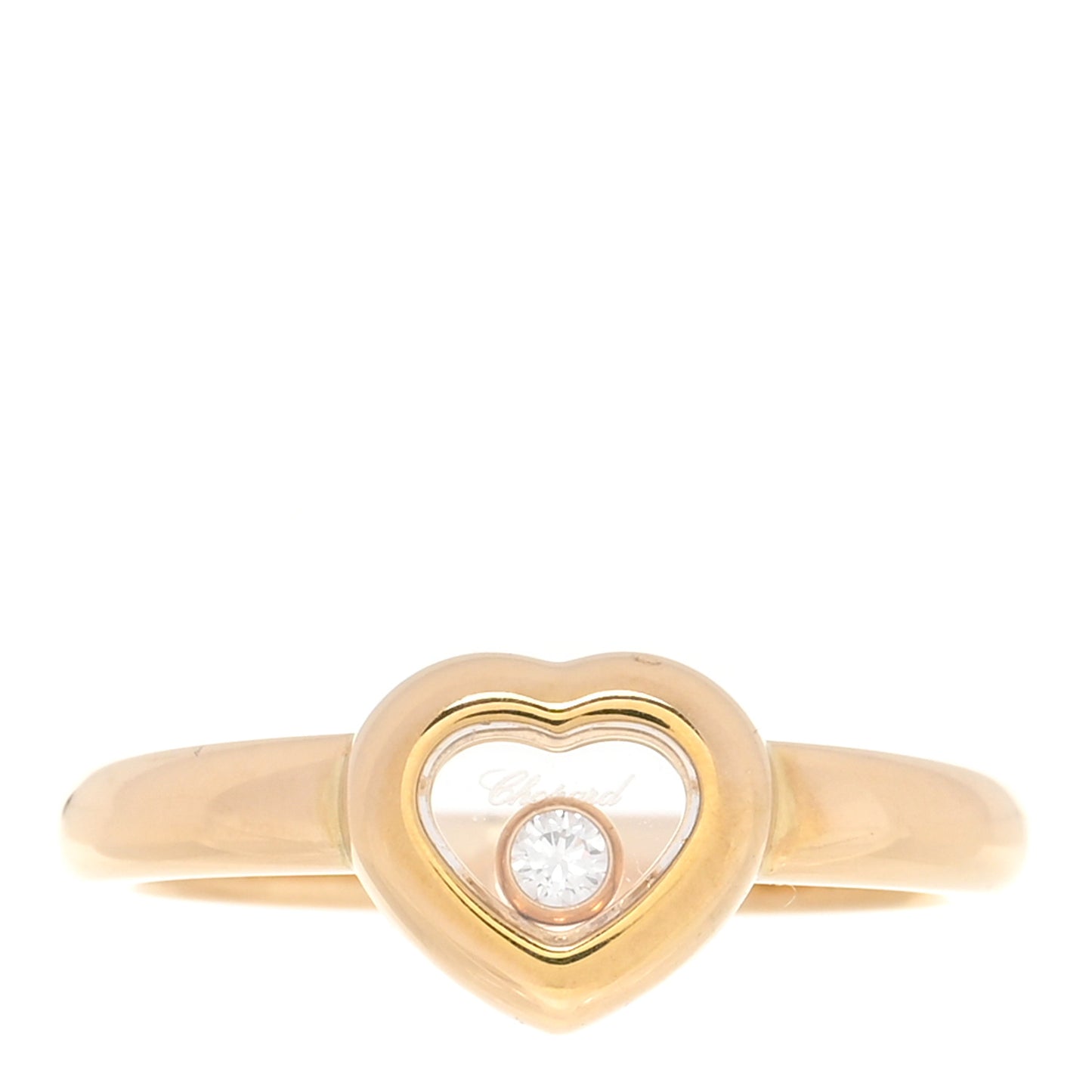 18K Yellow Gold Diamond Happy Heart Ring 53 6.25