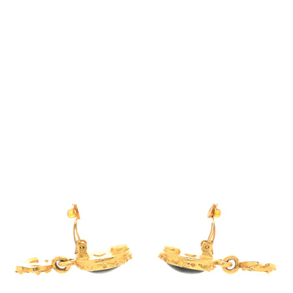 Chanel Resin CC Drop Clip On Earrings Gold Black 3 of 4
