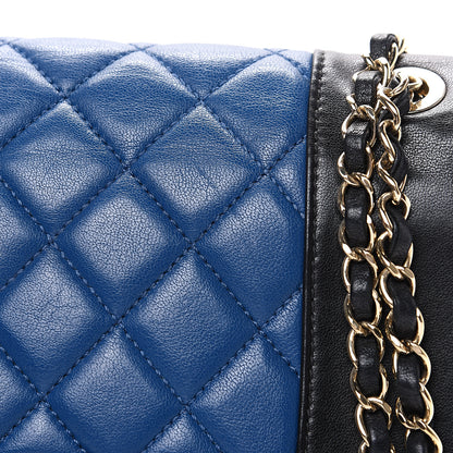 Chanel Sheepskin Quilted Vintage Mademoiselle Flap Blue Black 11 of 17