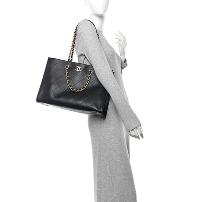 Chanel Calfskin Stitched Large Shopping Tote Black 2 of 10