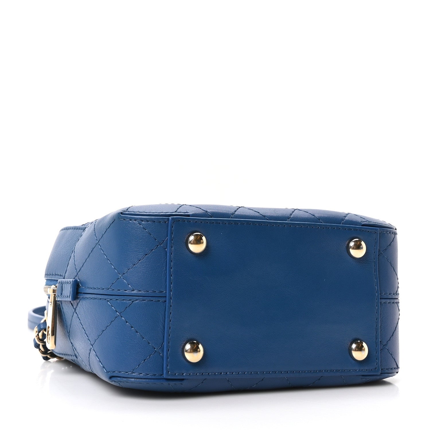 Chanel Calfskin Stitched Enamel CC Camera Case Bag Blue 1885787