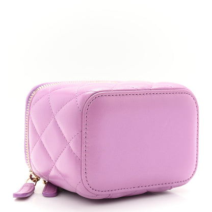 Chanel Lambskin Quilted Pearl Crush Mini Vanity Case With Chain Purple 4 of 11
