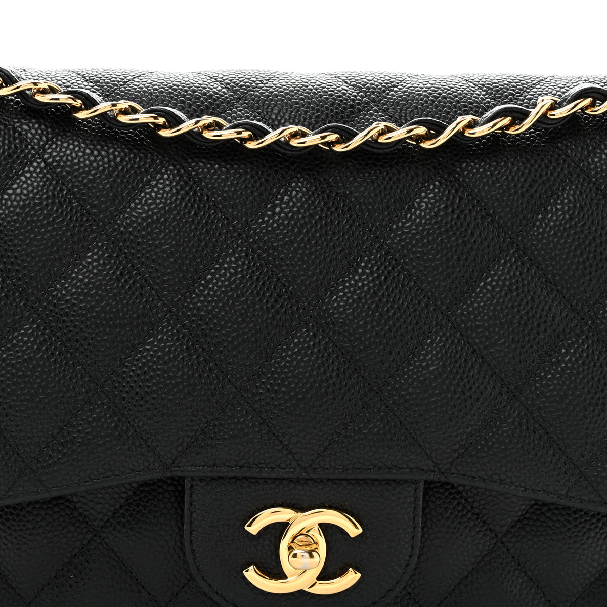 Caviar Quilted Jumbo Double Flap Black