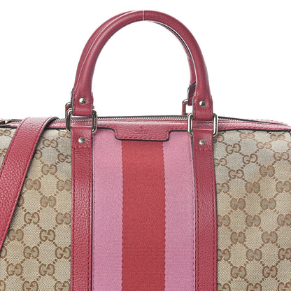 Gucci Monogram Cellarius Calfskin Vintage Web Medium Boston Beige Ebony Soft Burgundy Peonia Flower 7 of 9