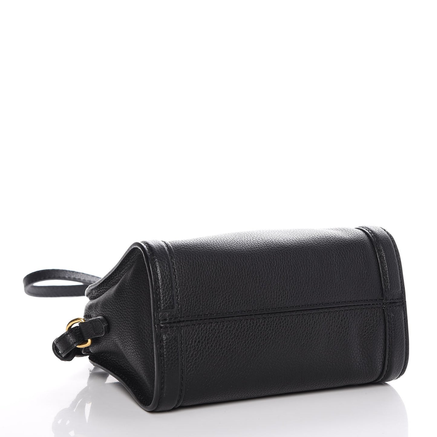 Pebbled Calfskin Mini Padlock Tote Black