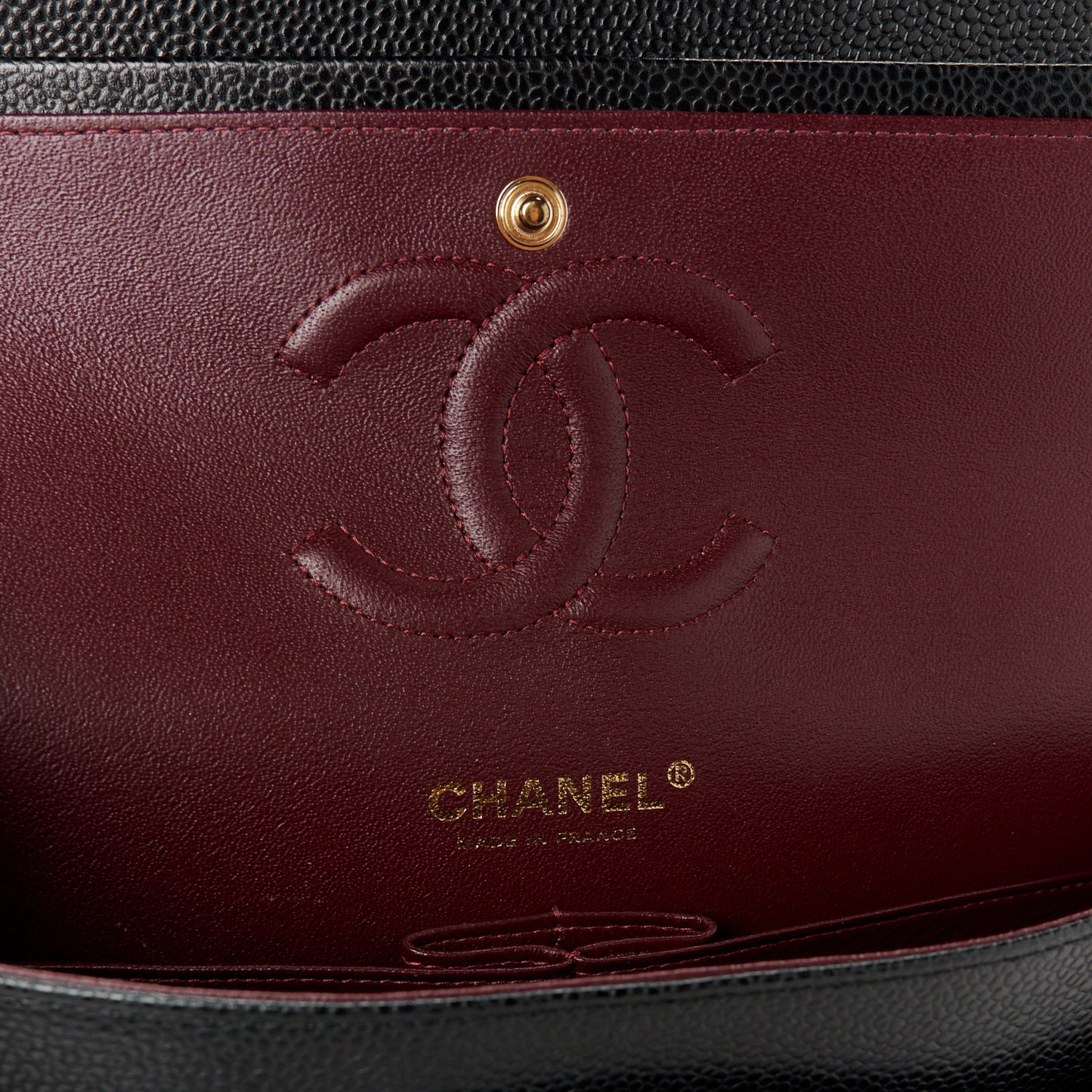 Caviar Quilted Medium Double Flap Black
