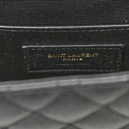 Saint Laurent Grain De Poudre Textured Mixed Matelasse Triquilt Small Monogram Satchel Black 7 of 8