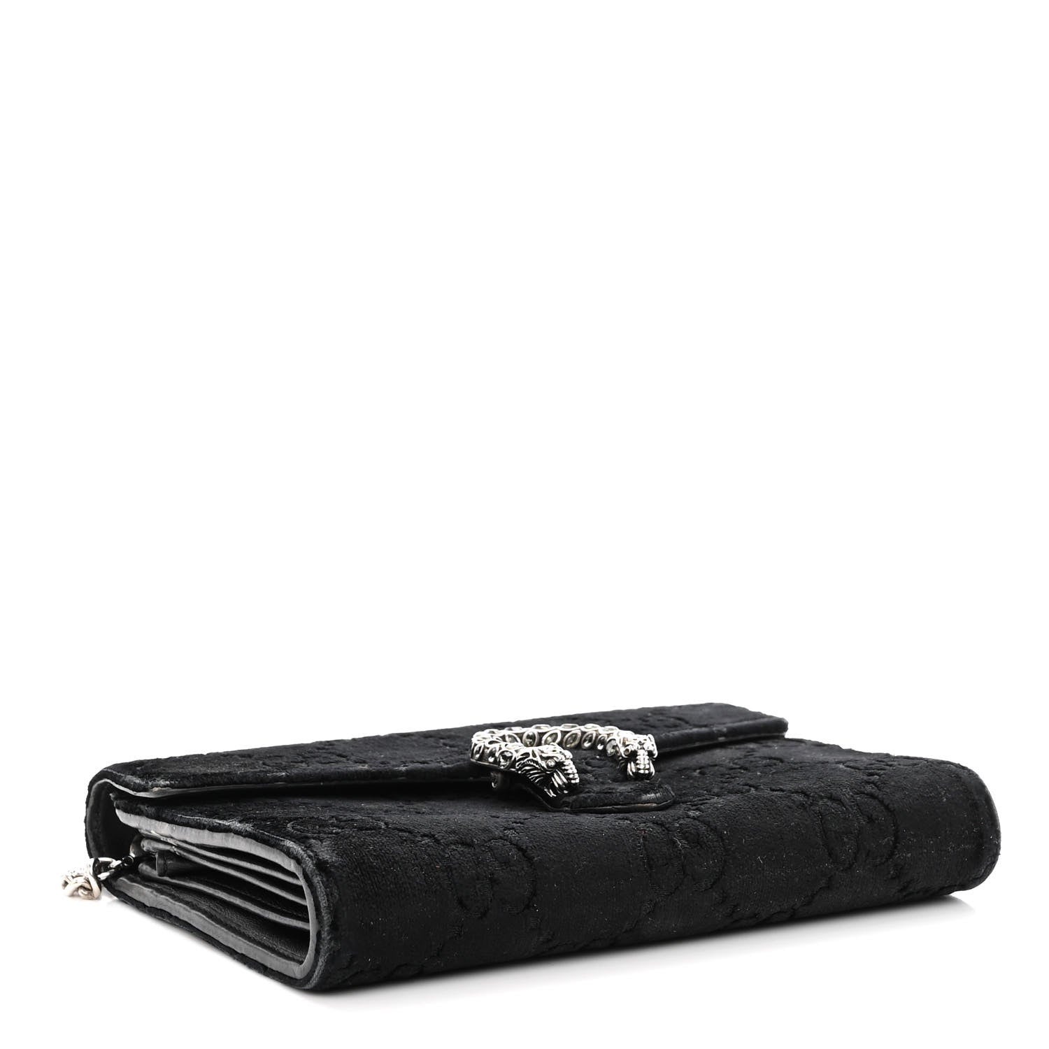Gucci Velvet GG Monogram Mini Dionysus Chain Wallet Blue Beige Black 4 of 17