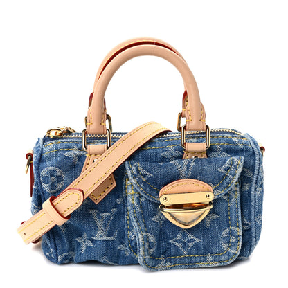 Louis Vuitton Monogram Denim Nano Speedy Blue 1 of 12