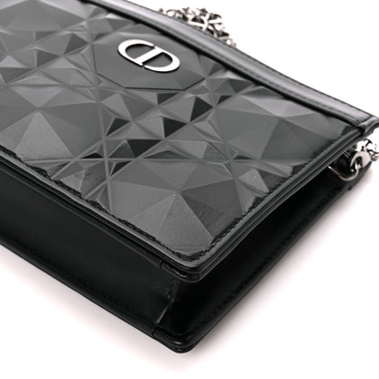 Christian Dior Calfskin Macrocannage Diamond Caro Zipped Pouch With Chain Black 10 of 10