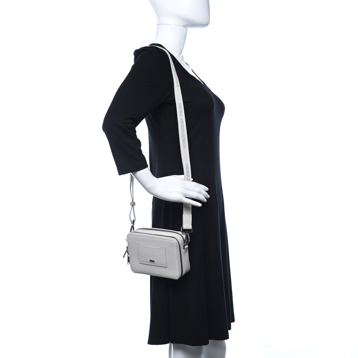 Grained Calfskin Pouch Shoulder Bag Beige