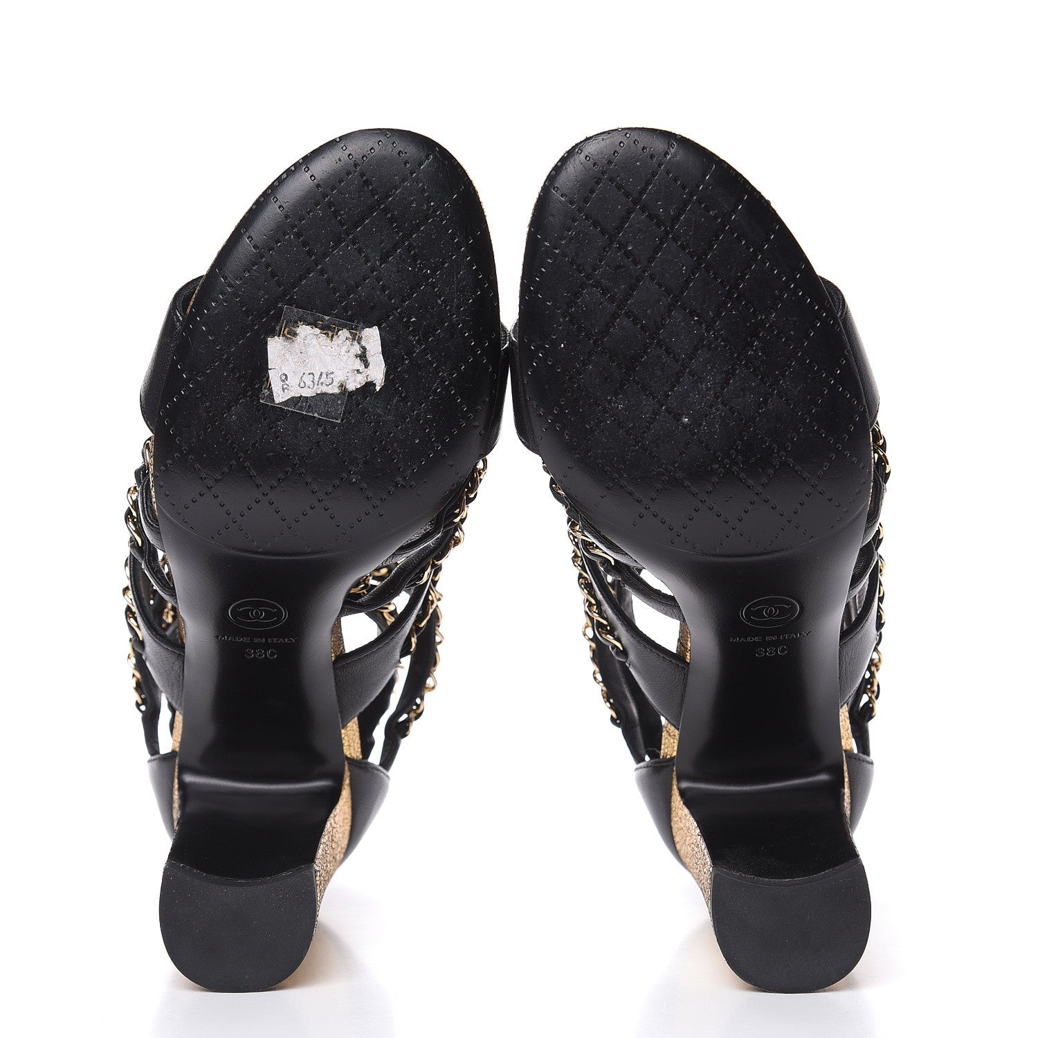 Chanel Lambskin Gladiator Chain Sandals 38 Black Gold 5 of 11