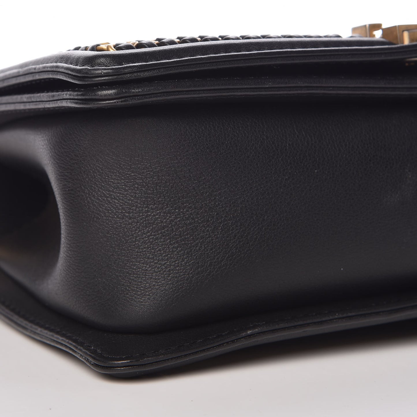 Calfskin Quilted Medium Boy Top Handle Flap Black
