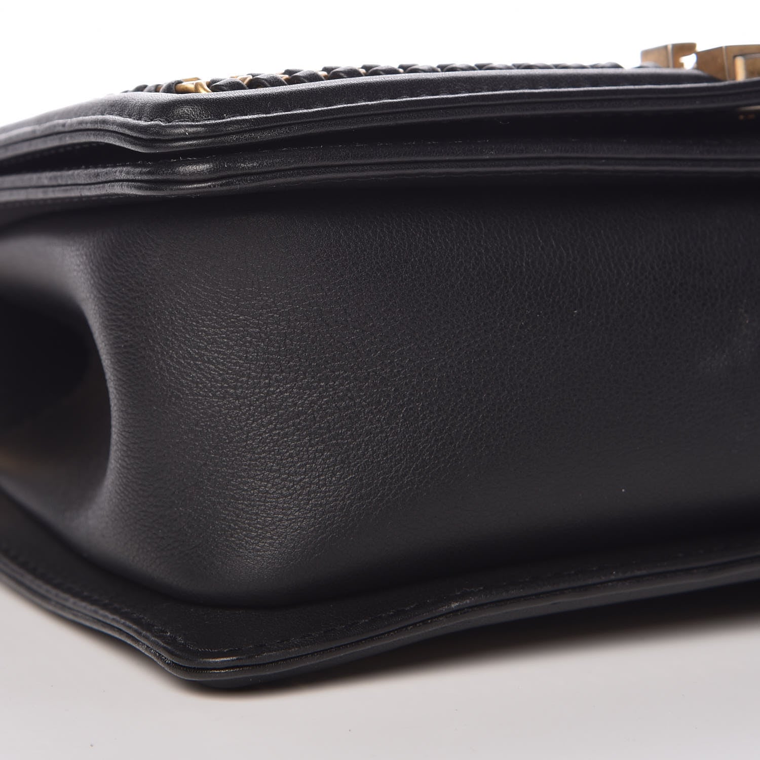 Chanel Calfskin Quilted Medium Boy Top Handle Flap Black 10 of 11