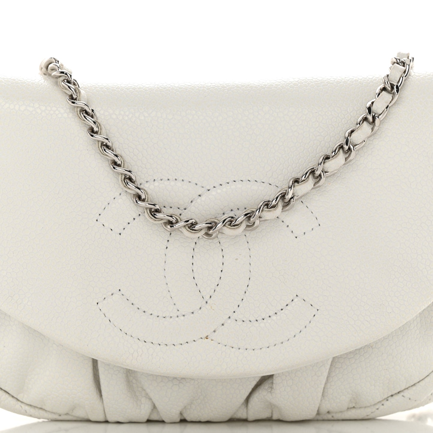 Caviar Half Moon Wallet On Chain WOC White