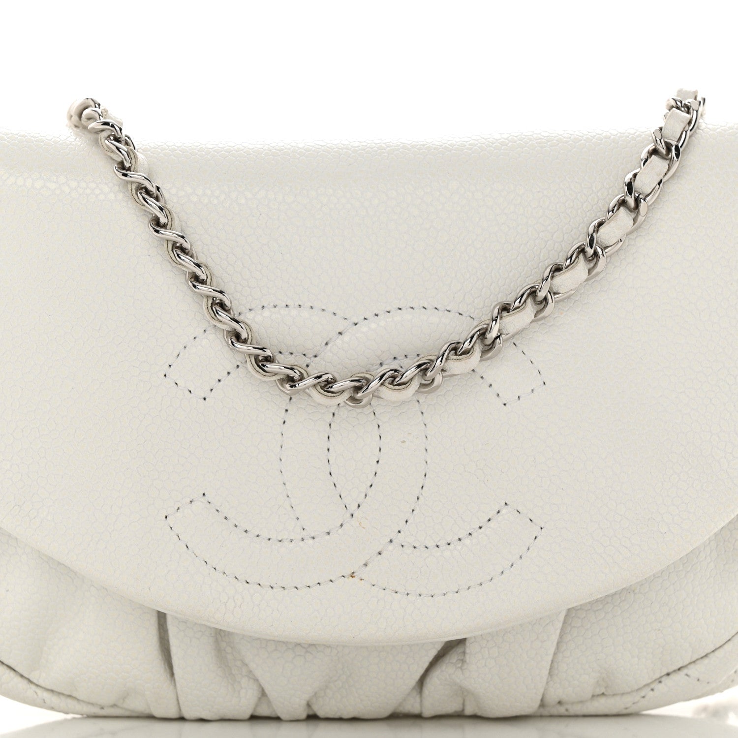 Chanel Caviar Half Moon Wallet On Chain WOC White 9 of 11