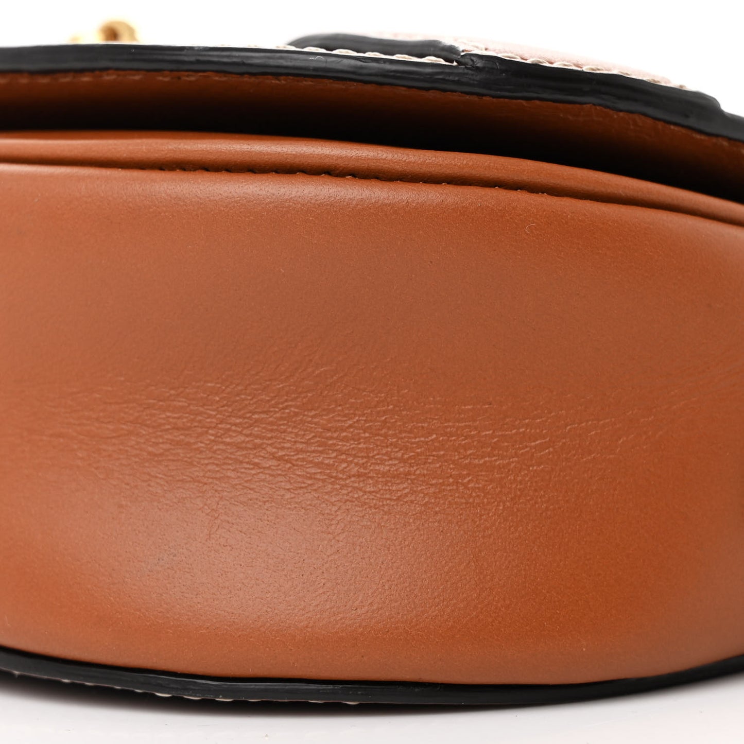 Maillon Triomphe Jacquard Canvas Calfskin Small Crecy Bag Navy Tan