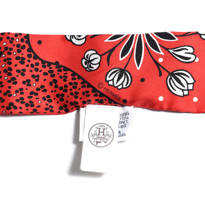 Hermes Silk Les Leopards Twilly Rouge Black White 2 of 3