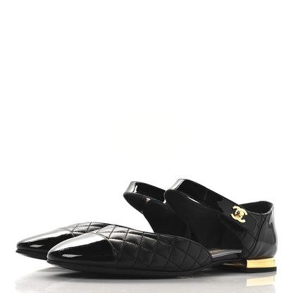 Chanel Patent Lambskin Quilted Cap Toe Ballerina Flats 41.5 Black 4 of 9