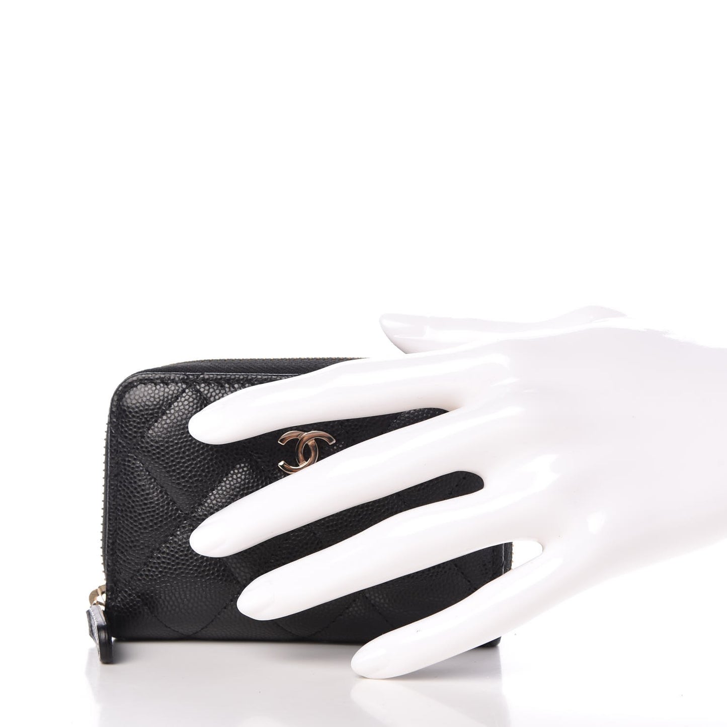 Caviar Quilted Zip Coin Purse Black