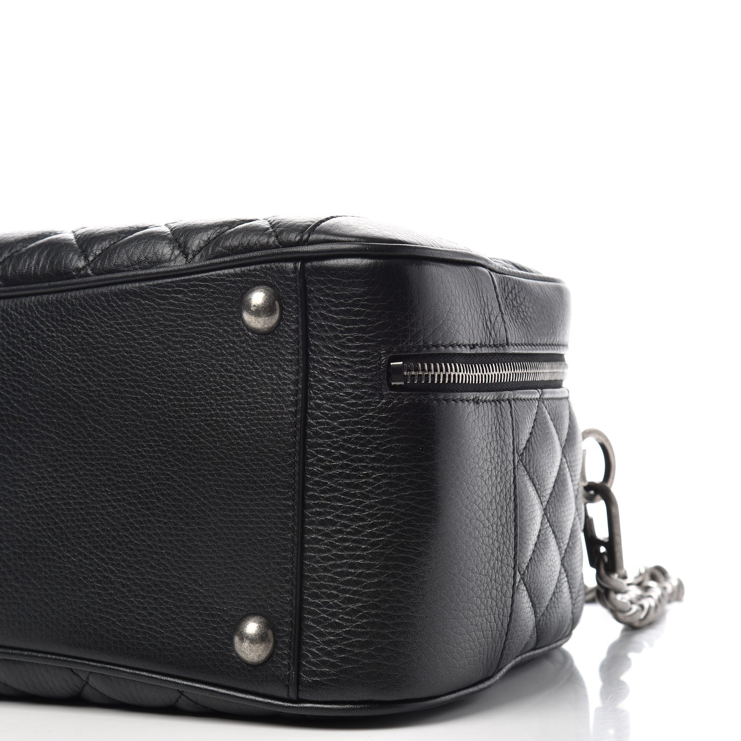 Calfskin Quilted Medium Airlines Round Trip Bowling Bag Black