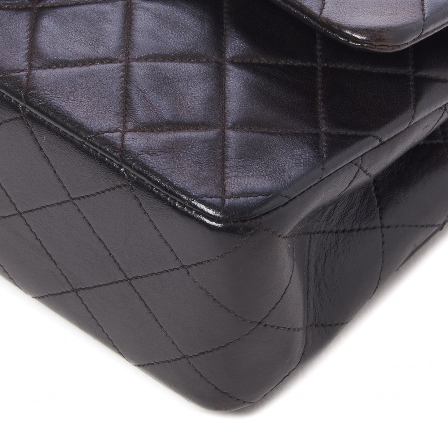 Lambskin Quilted Medium Double Flap Black