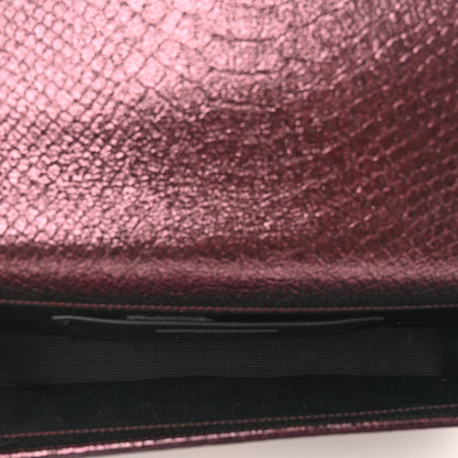 Saint Laurent Metallic Calfskin Snakeskin Embossed Classic Monogram Tassel Clutch Purple 5 of 8
