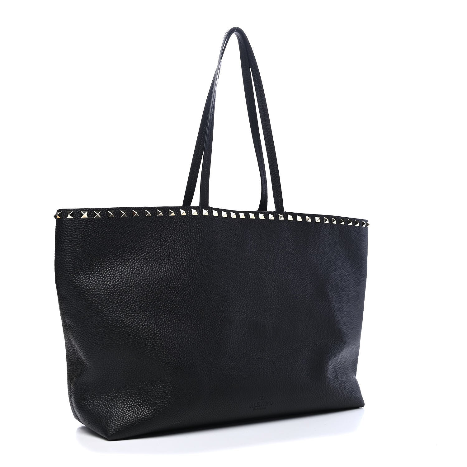Valentino Garavani Grained Calfskin Rockstud Shoulder Tote Black 3 of 8