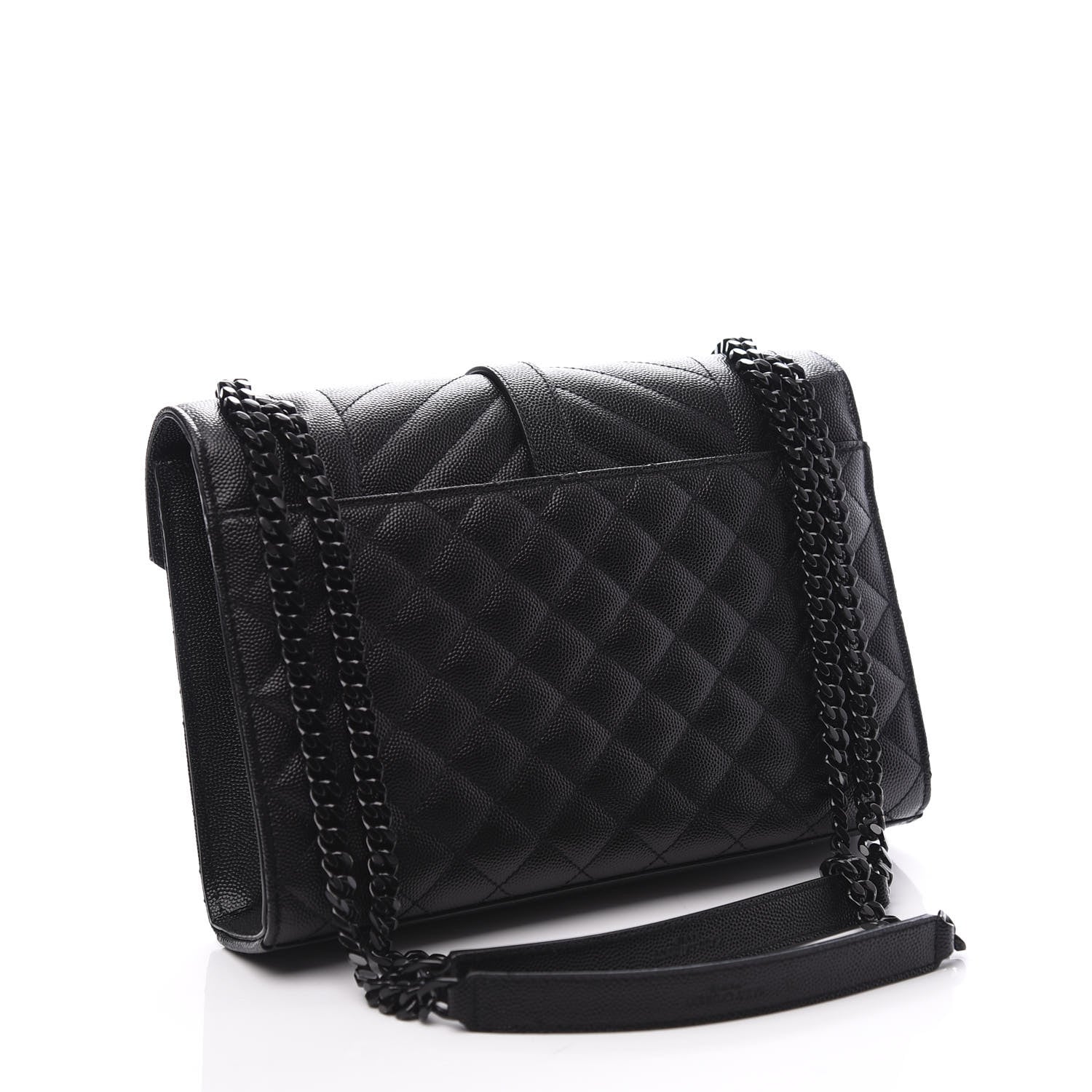Saint Laurent Grain De Poudre Textured Mixed Matelasse Triquilt Medium Monogram Satchel Black 3 of 15