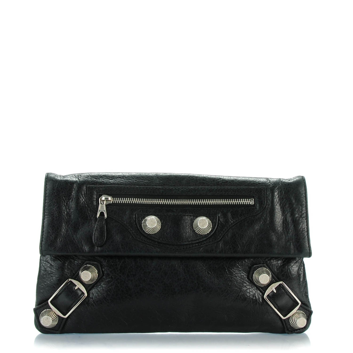 Balenciaga Agneau Giant 21 Silver Hardware Envelope Clutch Black 1 of 7