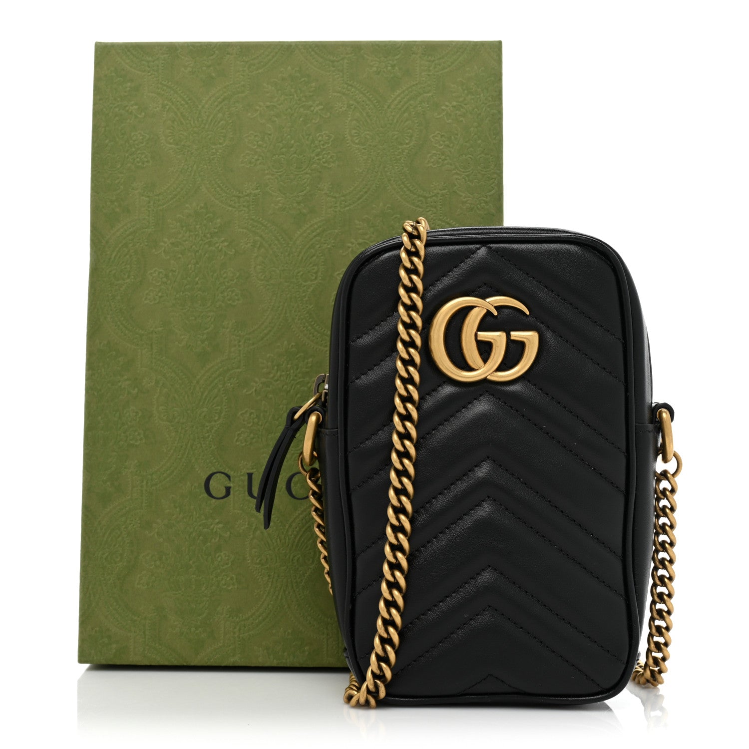 Gucci Calfskin Matelasse Mini GG Marmont Crossbody Bag Black 10 of 10