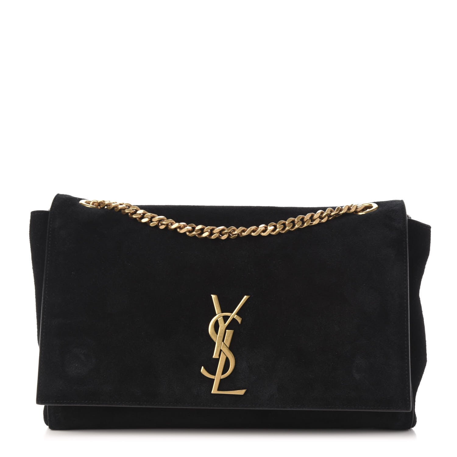 Saint Laurent Smooth Calfskin Suede Medium Reversible Monogram Kate Satchel Black 1 of 20