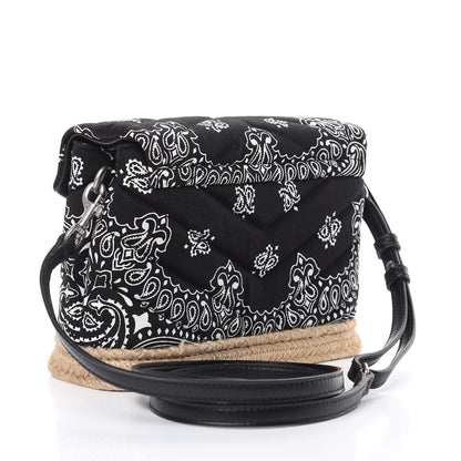 Saint Laurent Cotton Bandana Y Quilted Monogram Toy Loulou Crossbody Bag Black White 3 of 11