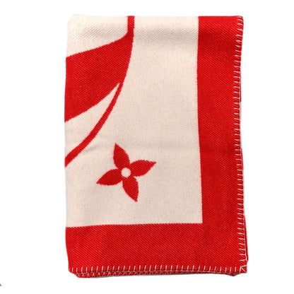 Louis Vuitton Wool Balloon Plaid Montgolf Blanket Red White 1 of 3