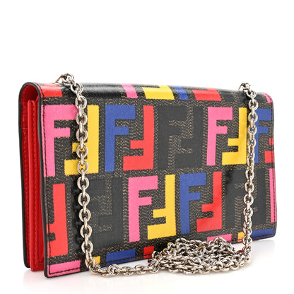 Fendi Zucca Spalmati Long Wallet On Chain Multicolor 3 of 14
