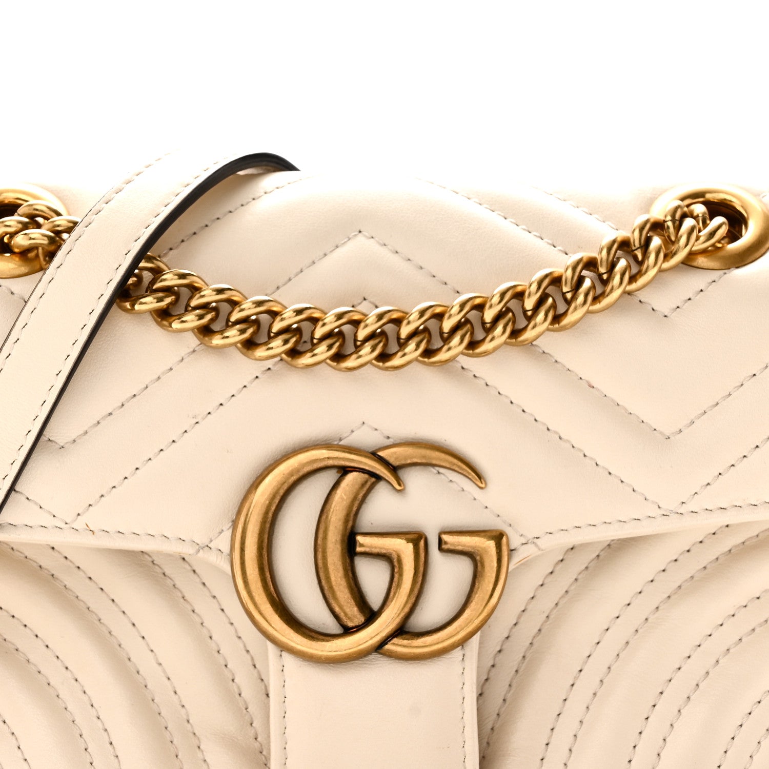 Gucci Calfskin Matelasse Mini GG Marmont Shoulder Bag White 8 of 10
